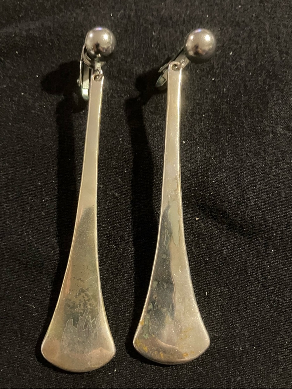 Robert Lee Morris RLM SOHO Silver Paddle Dangle Statement Clip On Earrings 3"